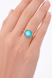 PASTEL BLUE BABY ADJUSTABLE RING best gold plated tarnish and water resistant piece by Irish Jewellery brand - Lynott Jewellery