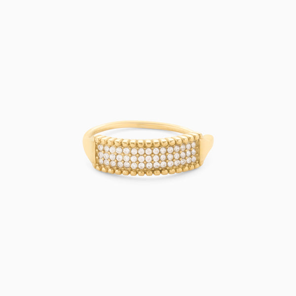 SPARKLE BLOCK ADJUSTABLE RING best gold plated tarnish and water resistant piece by Irish Jewellery brand - Lynott Jewellery