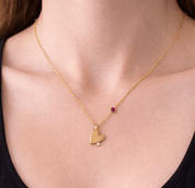 RACHEL GORRY YOUR KEEPSAKE BIRTHSTONE ENGRAVEABLE NECKLACE best gold plated tarnish and water resistant piece by Irish Jewellery brand - Lynott Jewellery