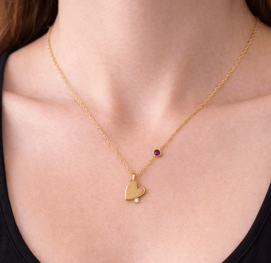 RACHEL GORRY YOUR KEEPSAKE BIRTHSTONE ENGRAVEABLE NECKLACE best gold plated tarnish and water resistant piece by Irish Jewellery brand - Lynott Jewellery