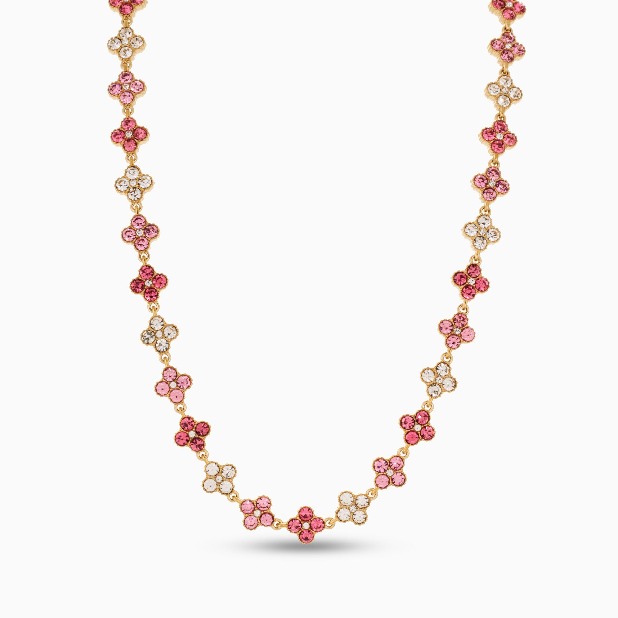 TOTAL GLAM CRYSTAL PINK NECKLACE best gold plated tarnish and water resistant piece by Irish Jewellery brand - Lynott Jewellery