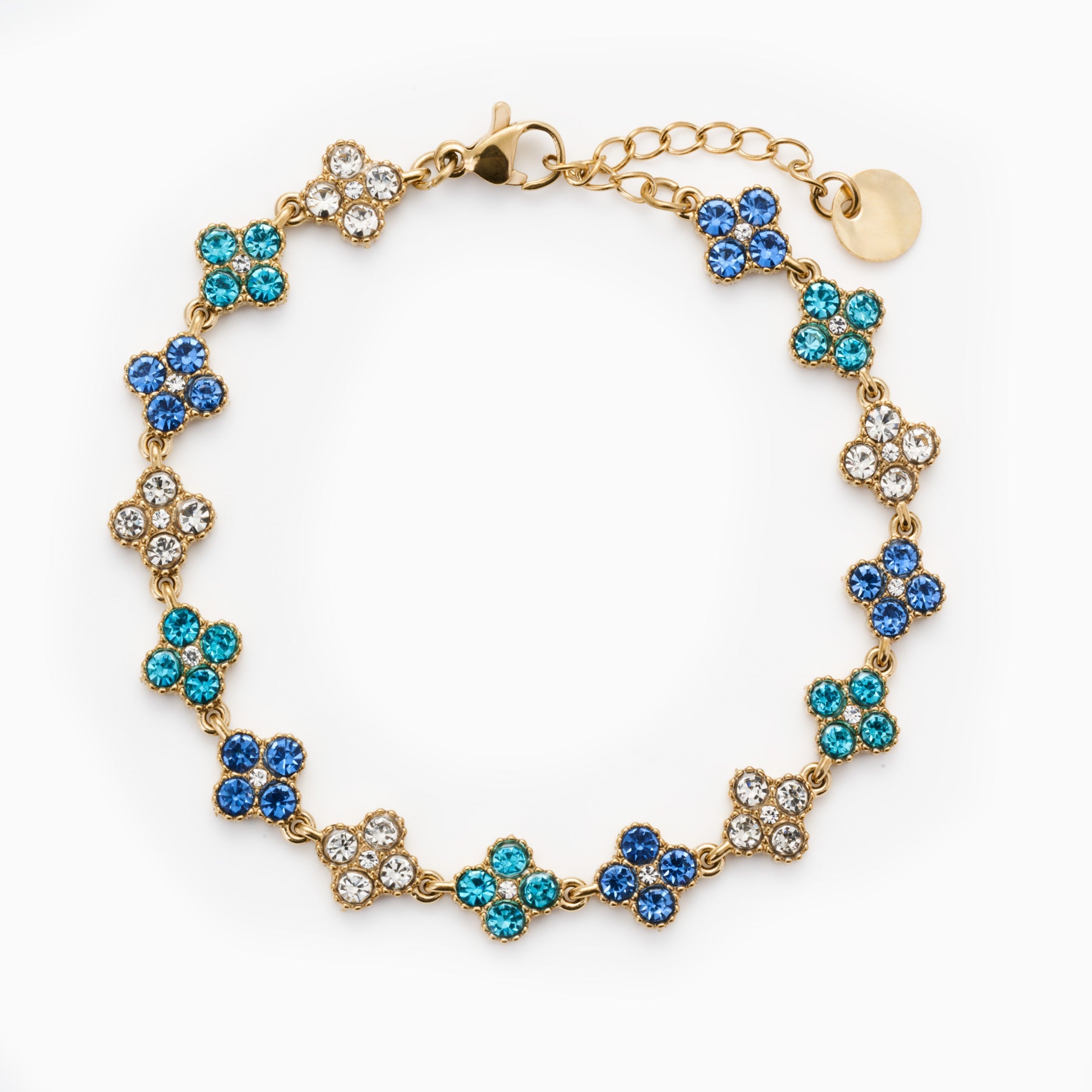 TOTAL GLAM BLUE BRACELET best gold plated tarnish and water resistant piece by Irish Jewellery brand - Lynott Jewellery