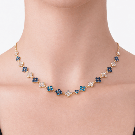 TOTAL GLAM BLUE NECKLACE best gold plated tarnish and water resistant piece by Irish Jewellery brand - Lynott Jewellery