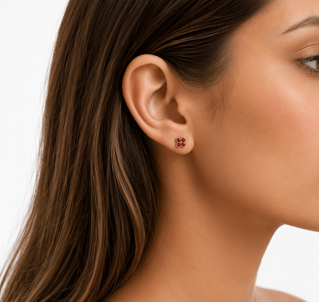 TOTAL GLAM PINK STUDS best gold plated tarnish and water resistant piece by Irish Jewellery brand - Lynott Jewellery