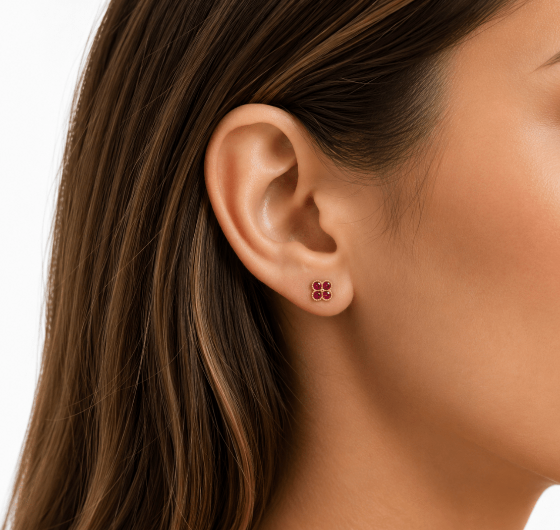 TOTAL GLAM PINK STUDS best gold plated tarnish and water resistant piece by Irish Jewellery brand - Lynott Jewellery