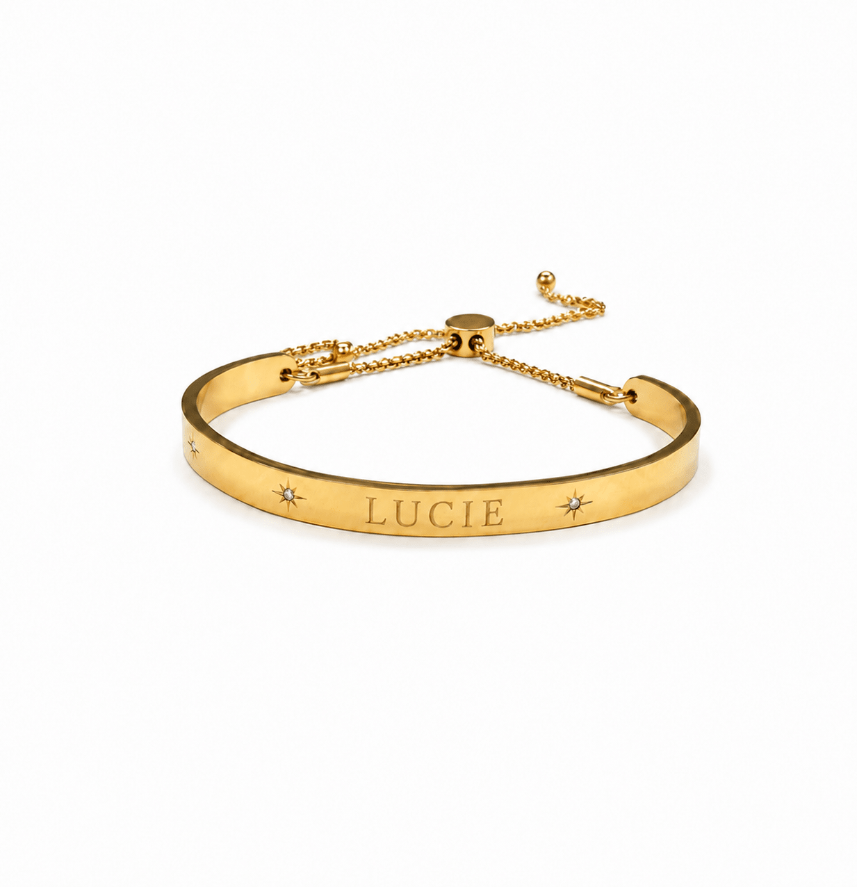 NORTH STAR ENGRAVABLE BANGLE best gold plated tarnish and water resistant piece by Irish Jewellery brand - Lynott Jewellery