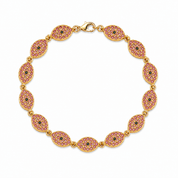 SANTORINI PINK EVIL EYE BRACELET best gold plated tarnish and water resistant piece by Irish Jewellery brand - Lynott Jewellery