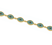 SANTORINI BLUE EVIL EYE BRACELET best gold plated tarnish and water resistant piece by Irish Jewellery brand - Lynott Jewellery