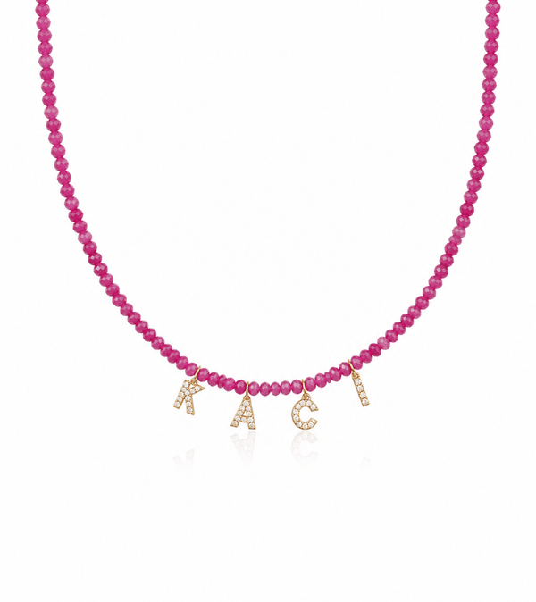 PERSONALISED COLOUR NAME NECKLACE best gold plated tarnish and water resistant piece by Irish Jewellery brand - Lynott Jewellery