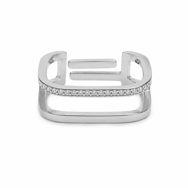 SQUARE DIAMOND RING best gold plated tarnish and water resistant piece by Irish Jewellery brand - Lynott Jewellery