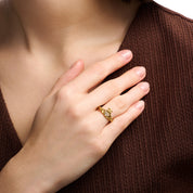 HEART CROWN ADJUSTABLE RING best gold plated tarnish and water resistant piece by - Lynott Jewellery
