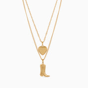 LAYERED COWBOY HEART ENGRAVABLE NECKLACE