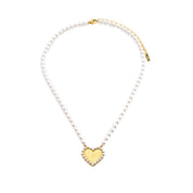 PEARL ENGRAVABLE HEART NECKLACE best gold plated tarnish and water resistant piece by Irish Jewellery brand - Lynott Jewellery