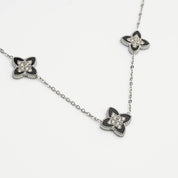 PASSIONATE CLOVER BLACK NECKLACE best gold plated tarnish and water resistant piece by - Lynott Jewellery