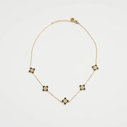 PASSIONATE CLOVER BLACK NECKLACE best gold plated tarnish and water resistant piece by - Lynott Jewellery