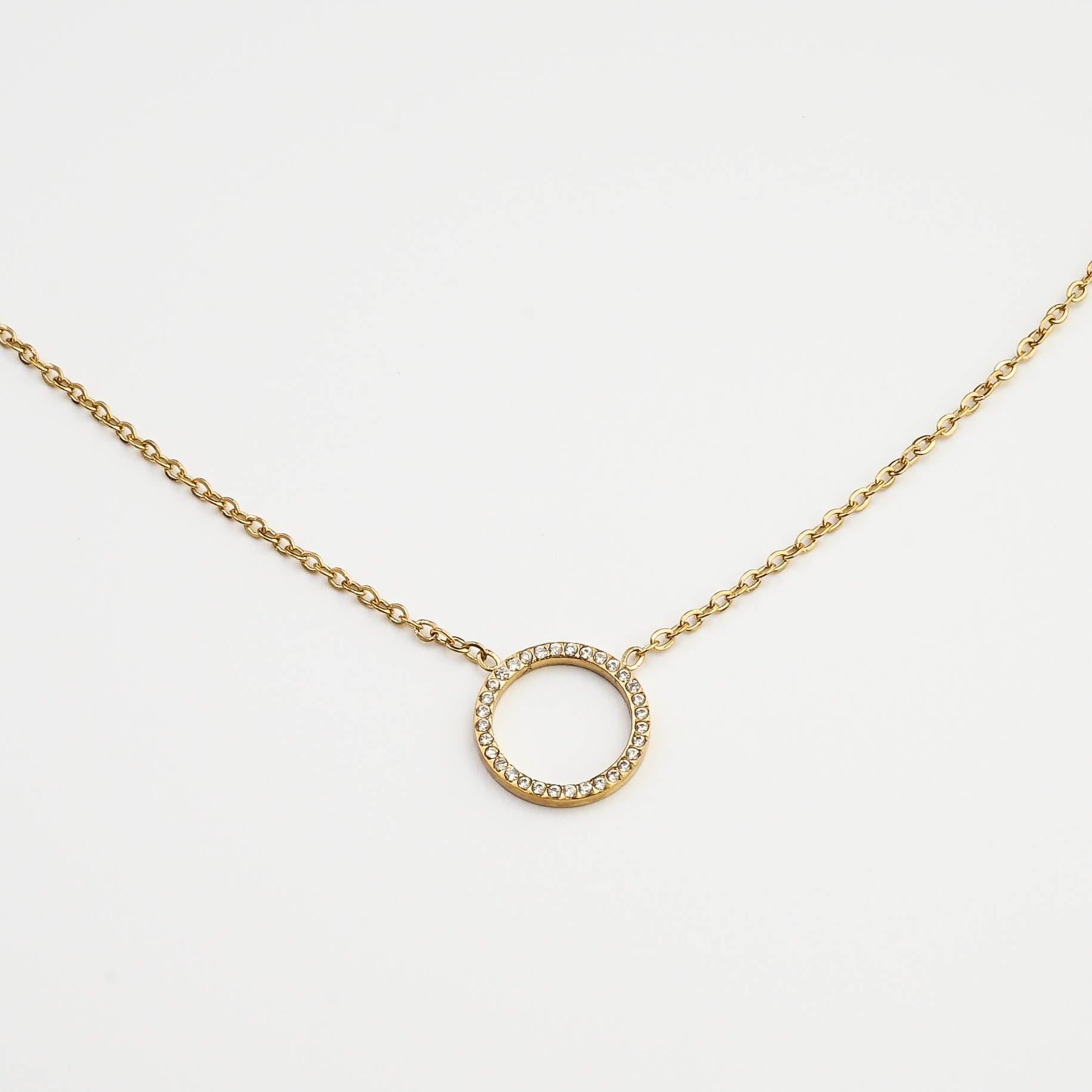 CIRCLE NECKLACE best gold plated tarnish and water resistant piece by - Lynott Jewellery