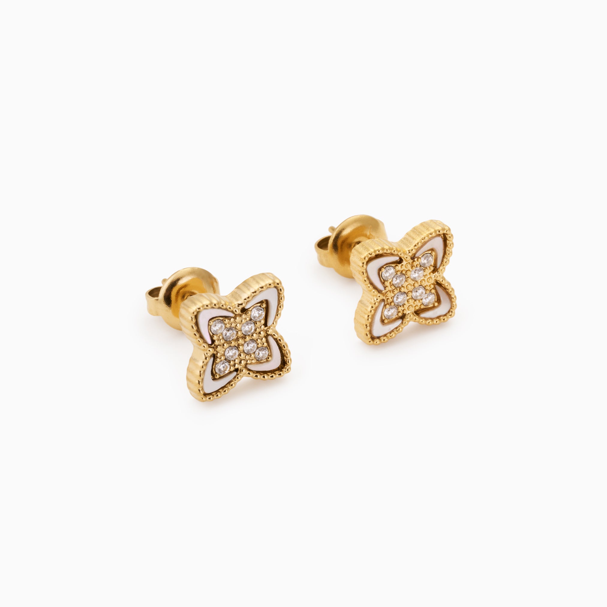 PASSIONATE CLOVER WHITE STUDS