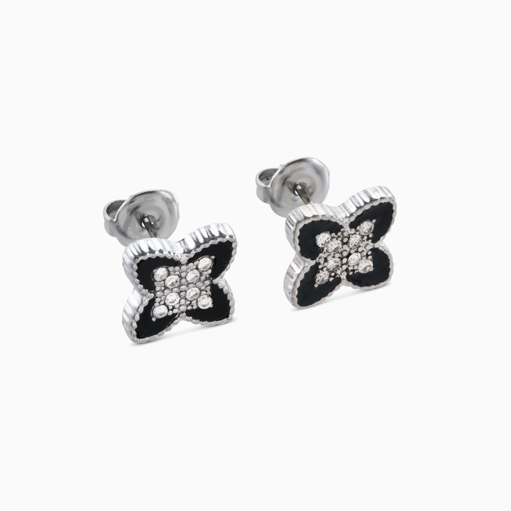 PASSIONATE CLOVER BLACK STUDS best gold plated tarnish and water resistant piece by - Lynott Jewellery