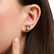 PASSIONATE CLOVER BLACK STUDS best gold plated tarnish and water resistant piece by - Lynott Jewellery