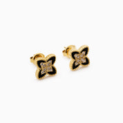PASSIONATE CLOVER BLACK STUDS best gold plated tarnish and water resistant piece by - Lynott Jewellery