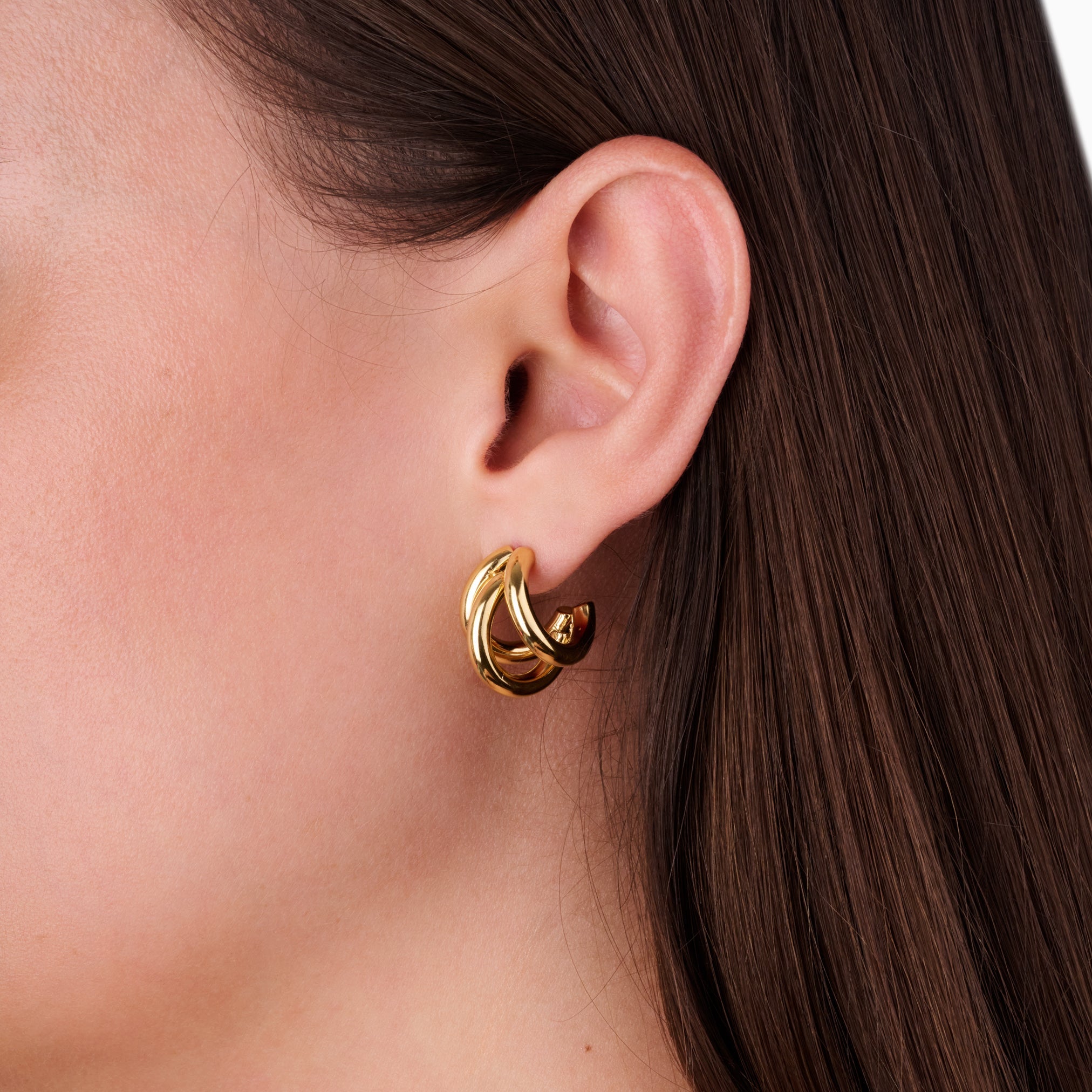 TRIO BAR HOOP best gold plated tarnish and water resistant piece by Irish Jewellery brand - Lynott Jewellery
