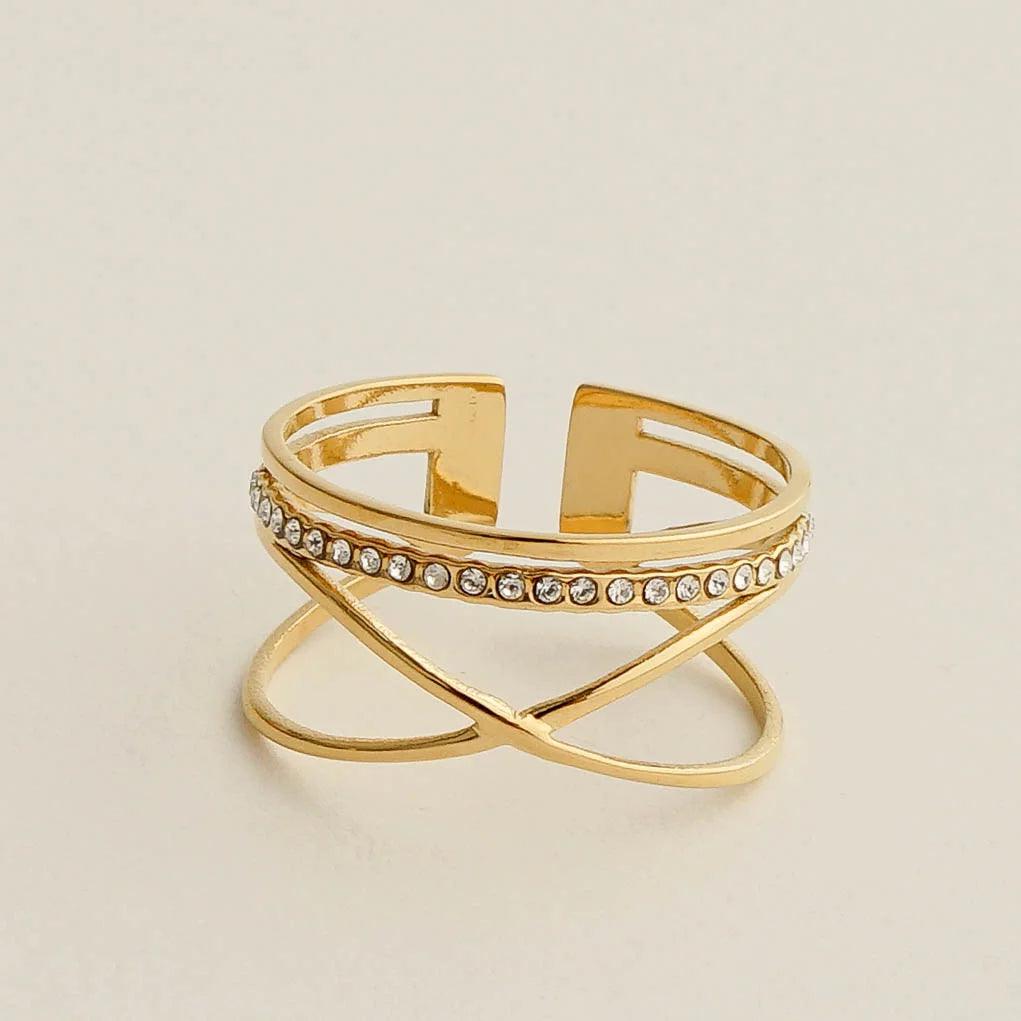 HALO ADJUSTABLE RING best gold plated tarnish and water resistant piece by - Lynott Jewellery