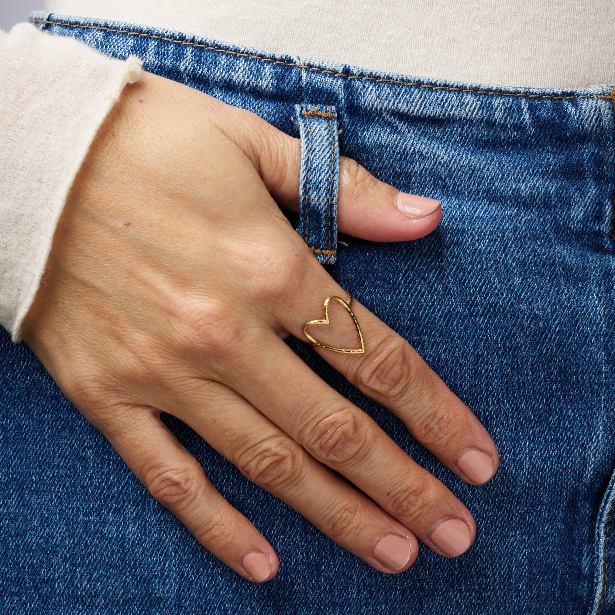 OPEN HEART ADJUSTABLE RING best gold plated tarnish and water resistant piece by - Lynott Jewellery