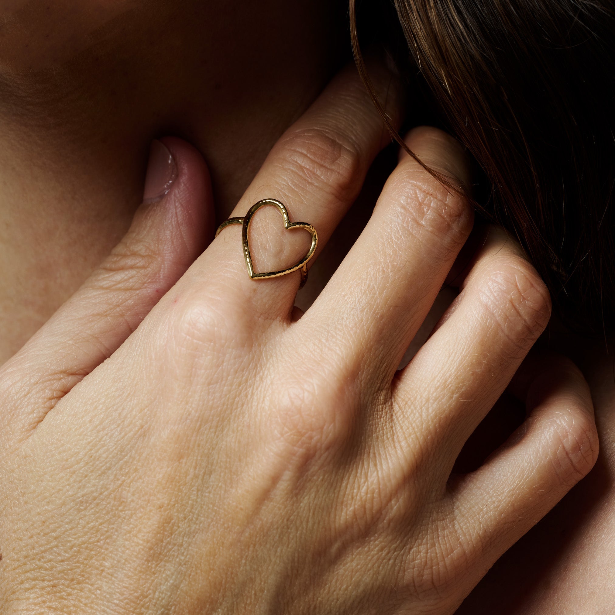 OPEN HEART ADJUSTABLE RING best gold plated tarnish and water resistant piece by - Lynott Jewellery