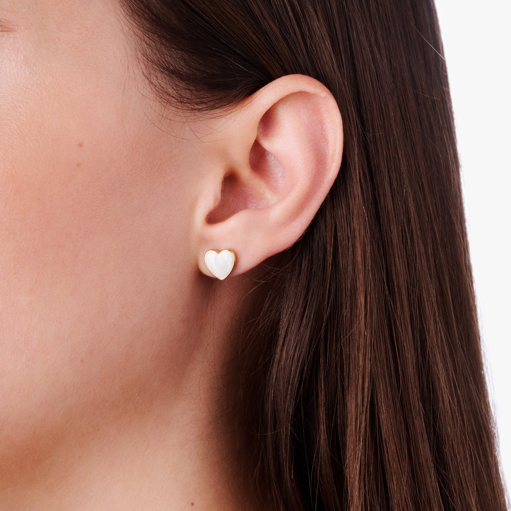 MOTHER OF PEARL HEART STUD EARRINGS
