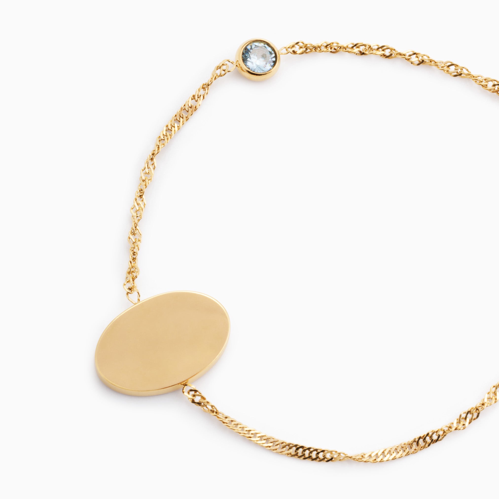 PROMISE ME ENGRAVABLE OVAL DISC & BIRTHSTONE BRACELET