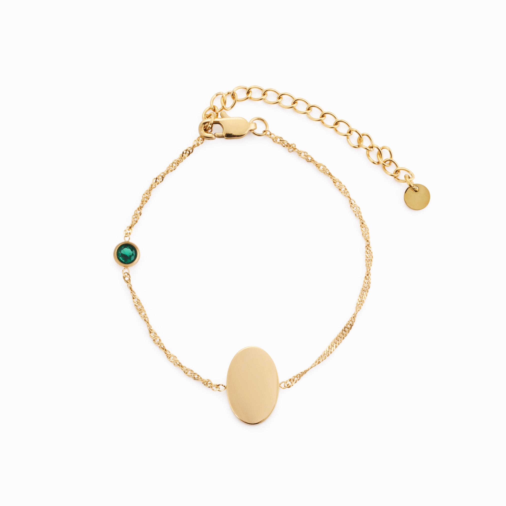 PROMISE ME ENGRAVABLE OVAL DISC & BIRTHSTONE BRACELET