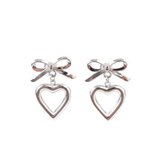 Hollow Heart Bow Earrings