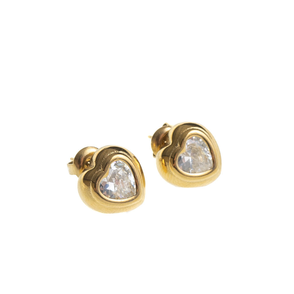 BEZEL HEART STUDS