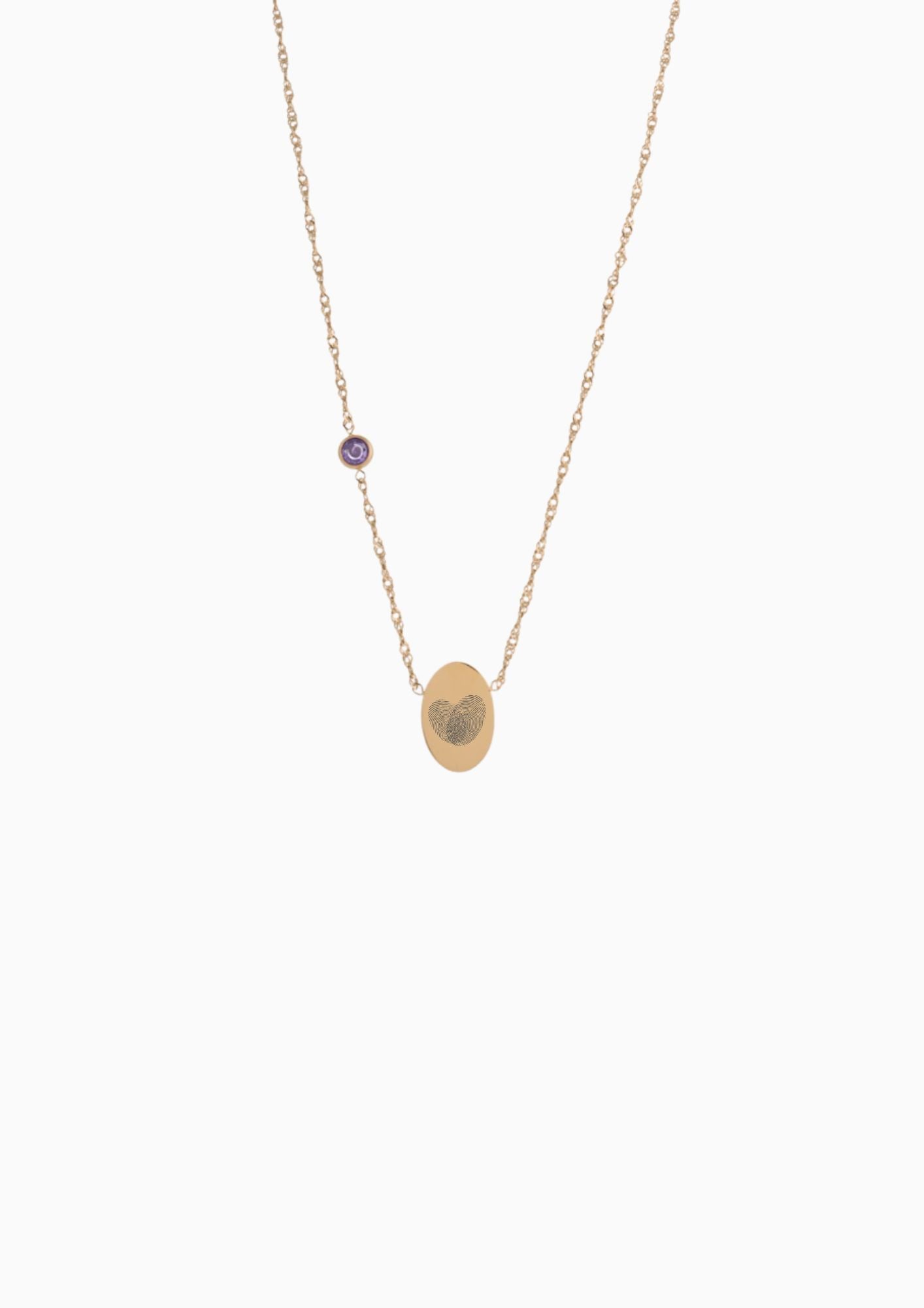 PROMISE ME ENGRAVABLE OVAL DISC & BIRTHSTONE NECKLACE