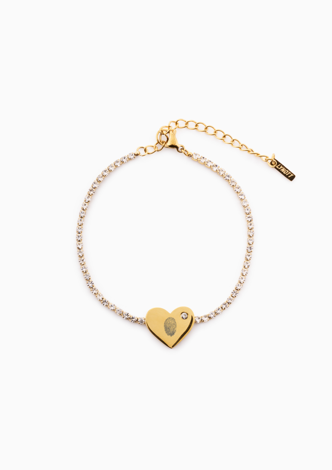 YOU ARE MY HEART ENGRAVABLE TENNIS BRACELET GOLD