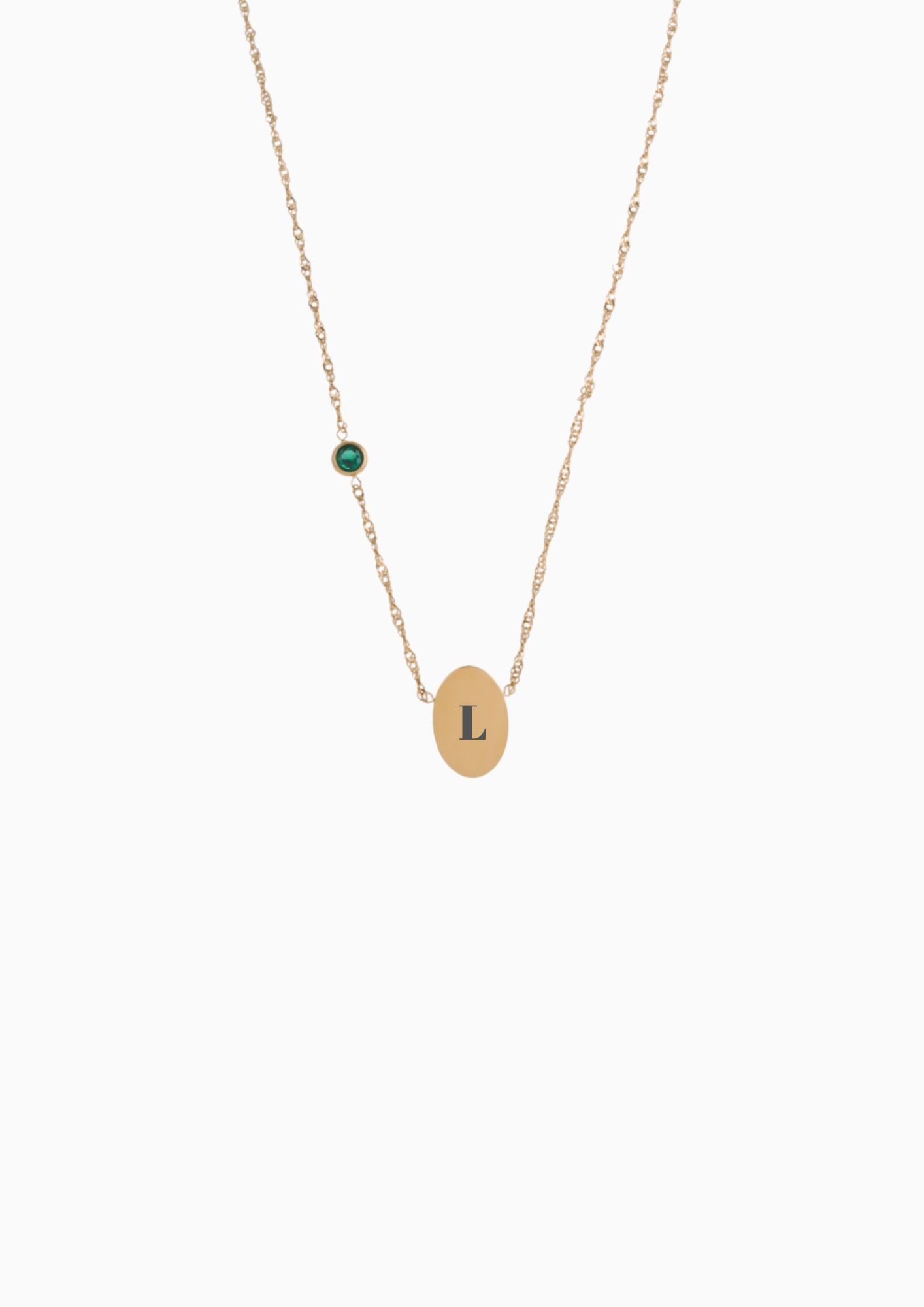 PROMISE ME ENGRAVABLE OVAL DISC & BIRTHSTONE NECKLACE
