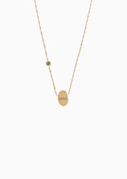 PROMISE ME ENGRAVABLE OVAL DISC & BIRTHSTONE NECKLACE
