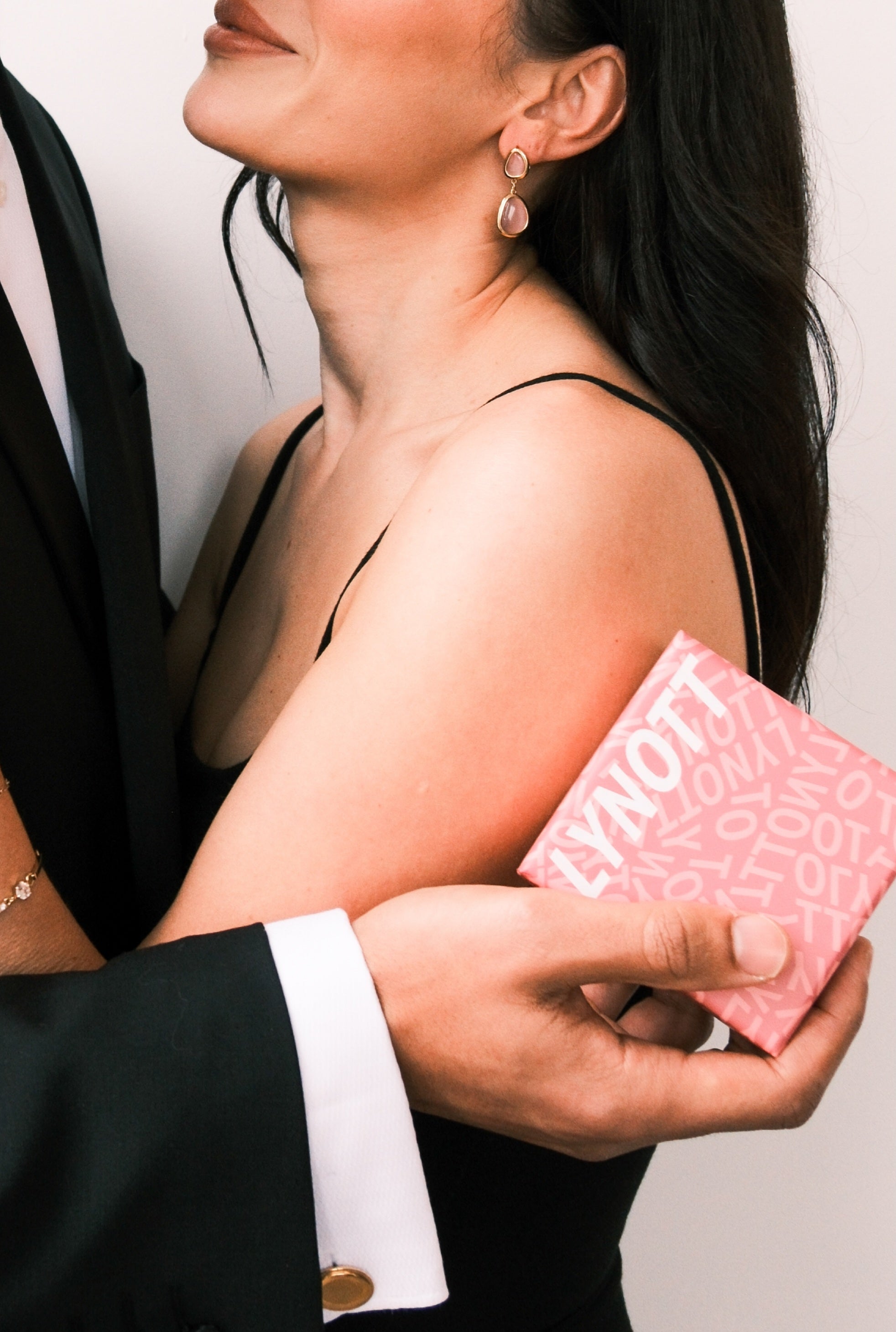 PASTEL PINK 2 STONE EARRINGS