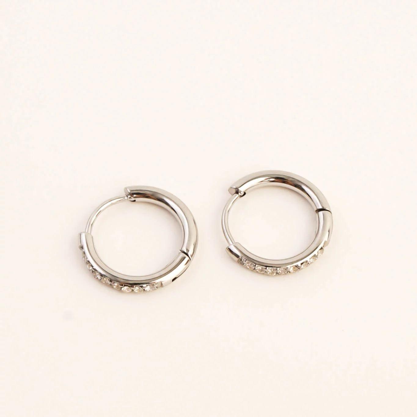MEDIUM EVERYDAY SPARKLE HUGGIES SILVER - Lynott Jewellery