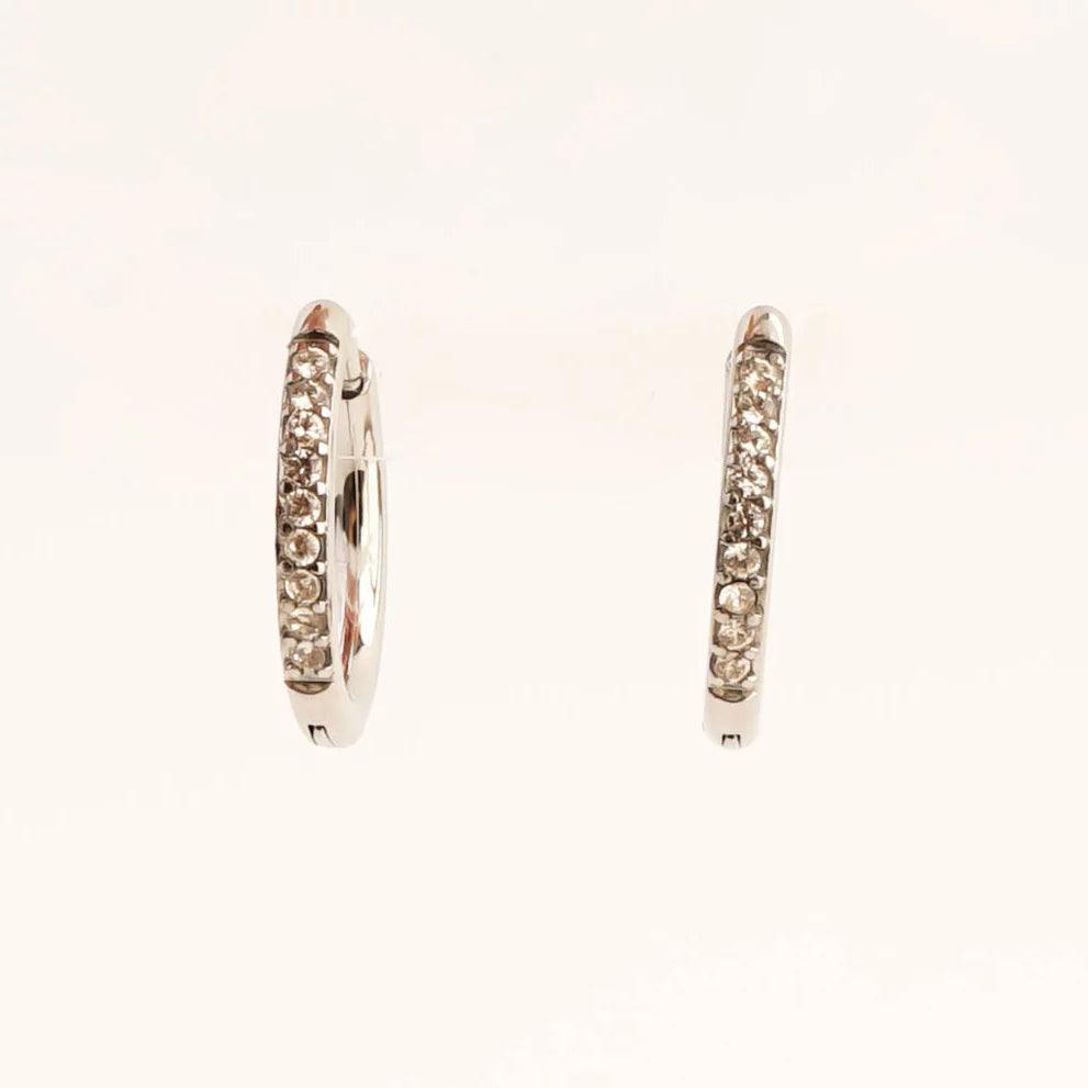 MEDIUM EVERYDAY SPARKLE HUGGIES SILVER - Lynott Jewellery
