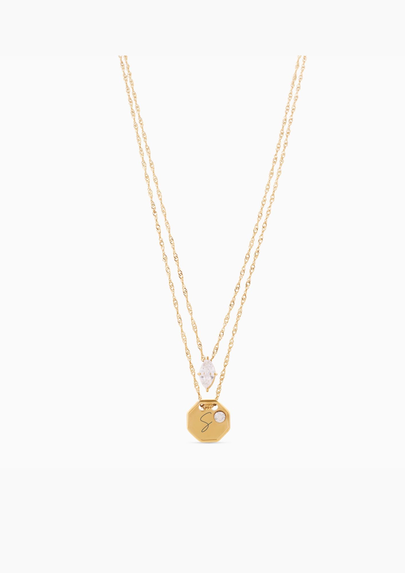 FOREVER YOURS ENGRAVABLE LAYERED ENGRAVABLE NECKLACE GOLD