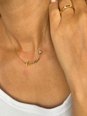 Personalised Script Name & Birthstone Necklace
