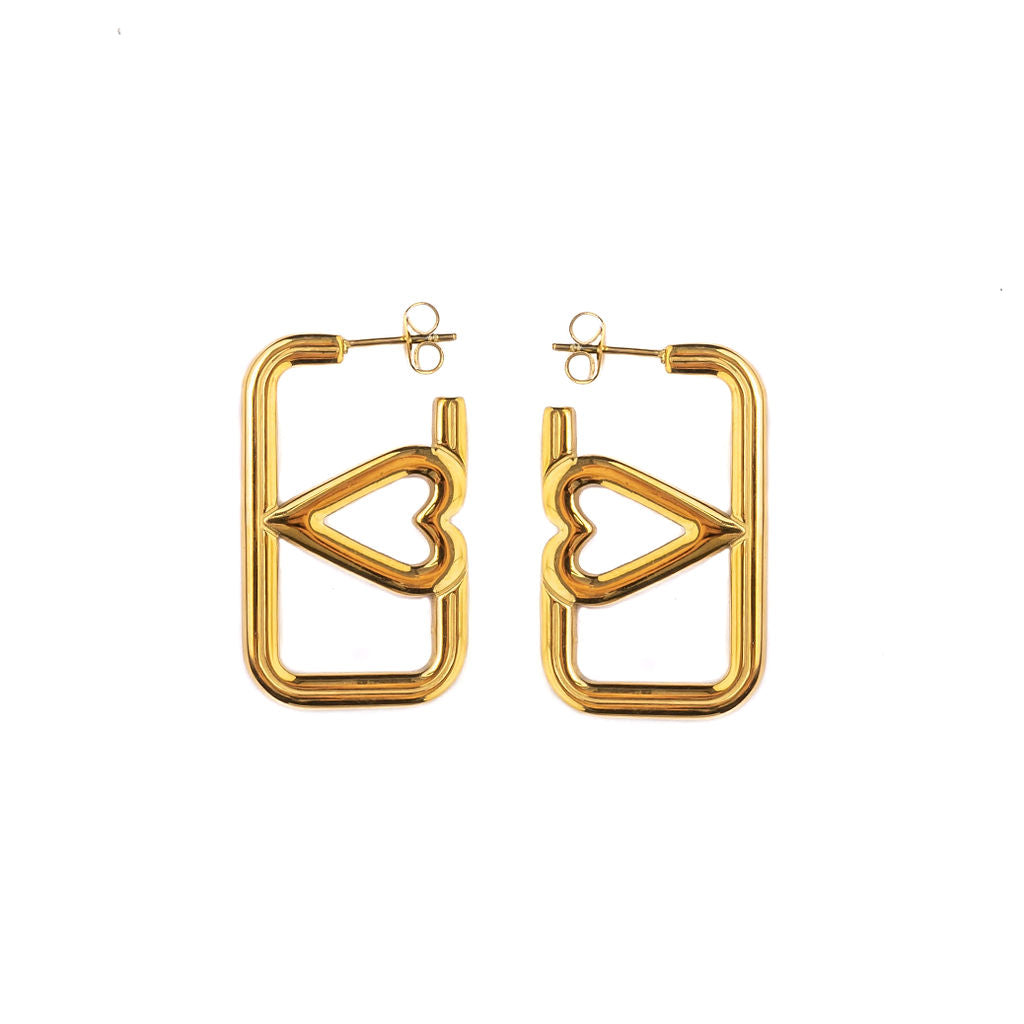 TOUGH LOVE HEART HOOP EARRINGS