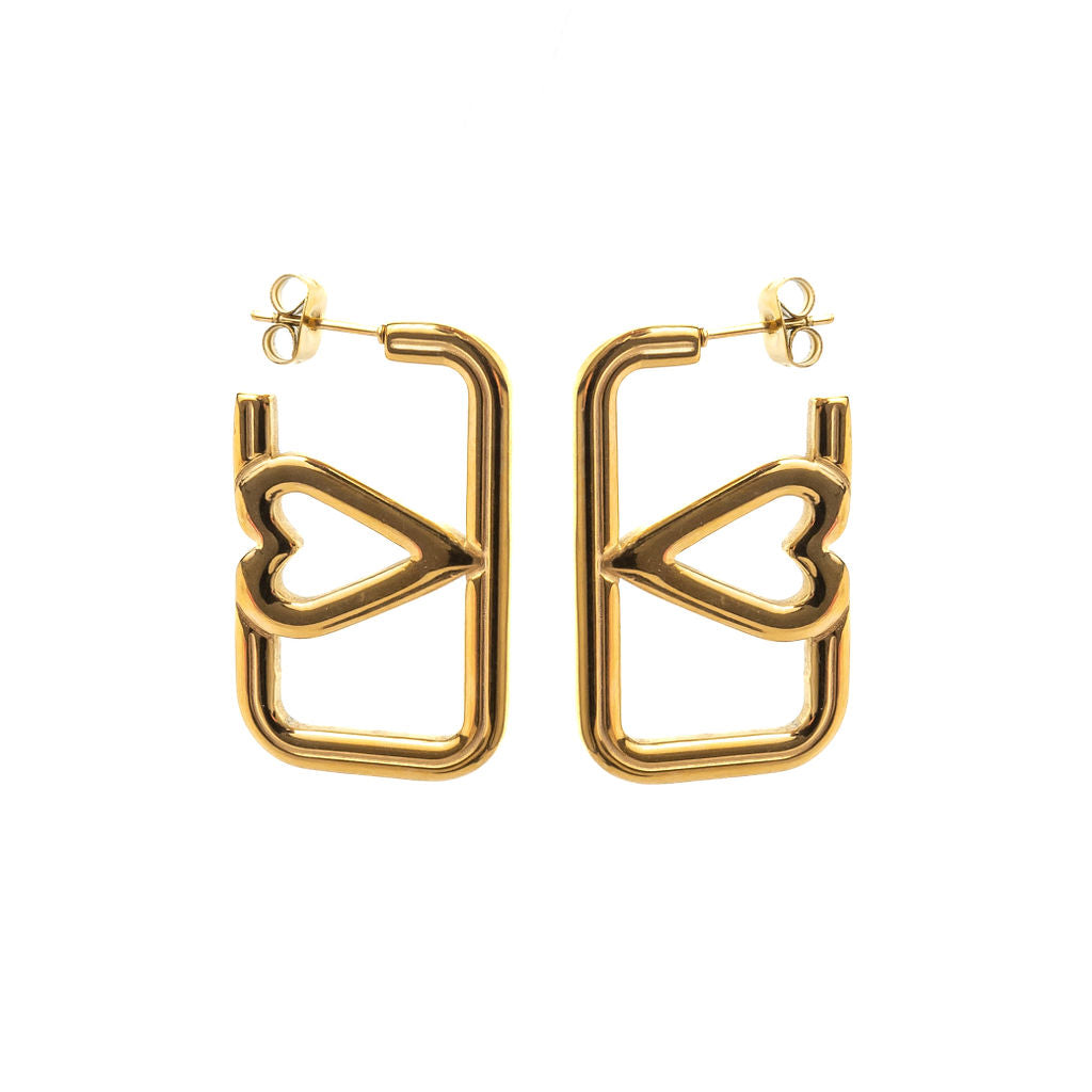 TOUGH LOVE HEART HOOP EARRINGS