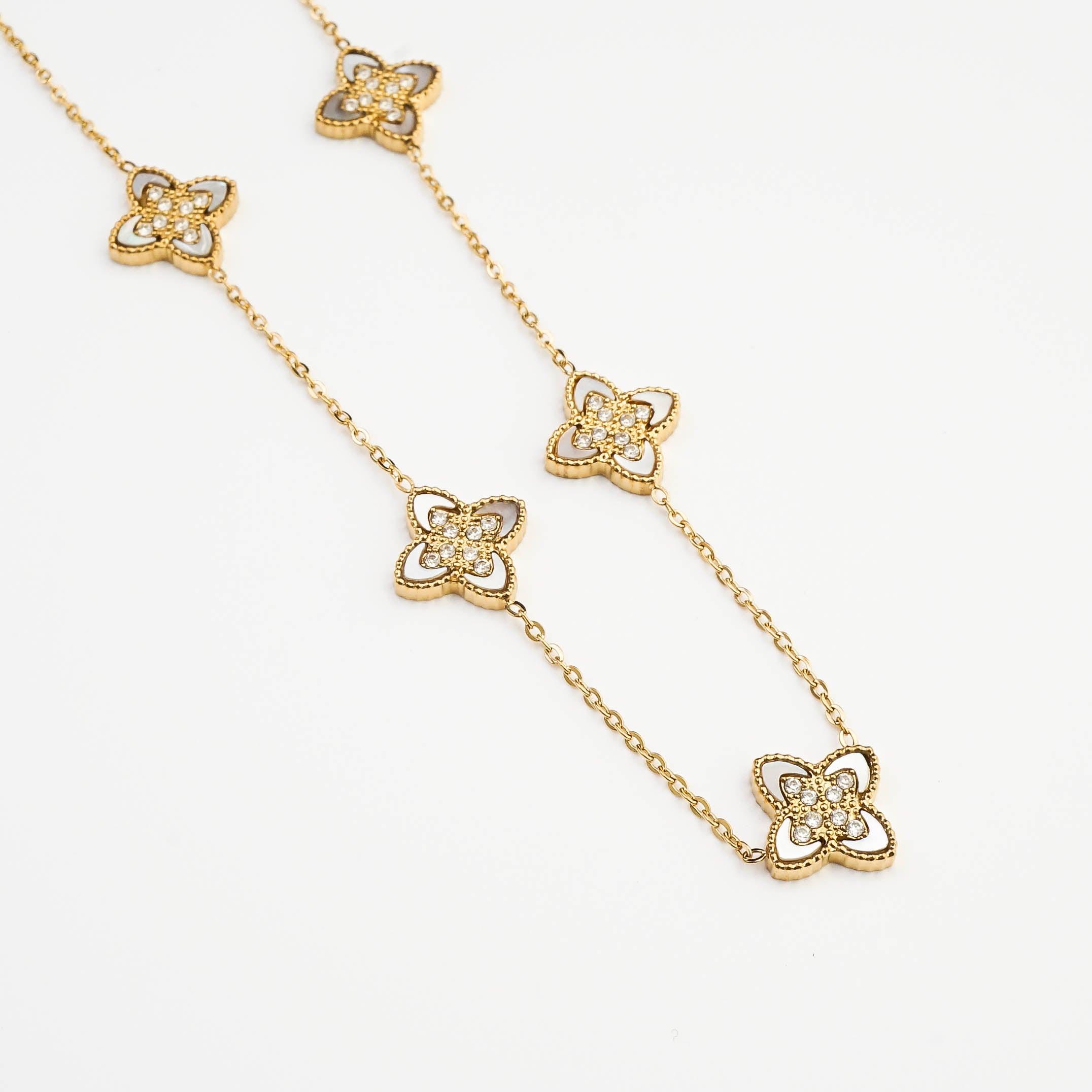 PASSIONATE CLOVER WHITE NECKLACE - Lynott Jewellery