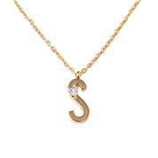 INITIAL CRYSTAL HEART DOT NECKLACE