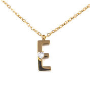 INITIAL CRYSTAL HEART DOT NECKLACE