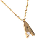 INITIAL CRYSTAL HEART DOT NECKLACE