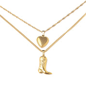 LAYERED COWBOY HEART ENGRAVABLE NECKLACE