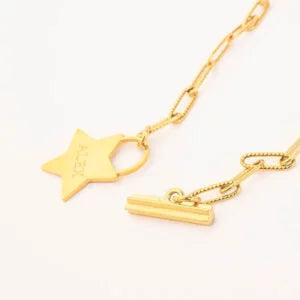 T BAR ENGRAVABLE STAR NECKLACE - Lynott Jewellery